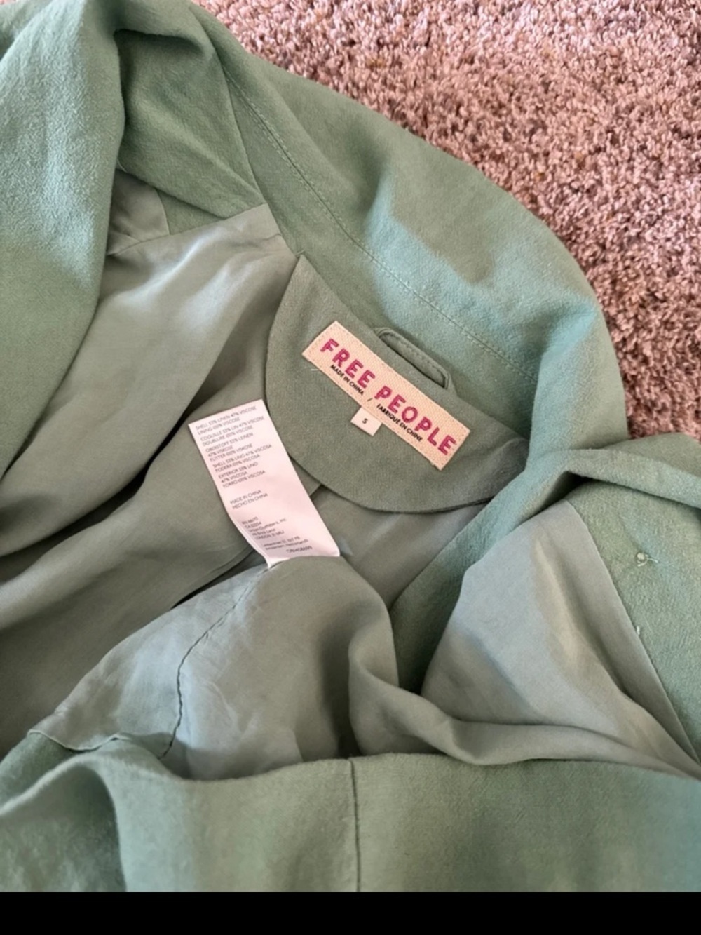 Free People Olivia Blazer in Grassland Oversized size Small - Picture 9 of 11